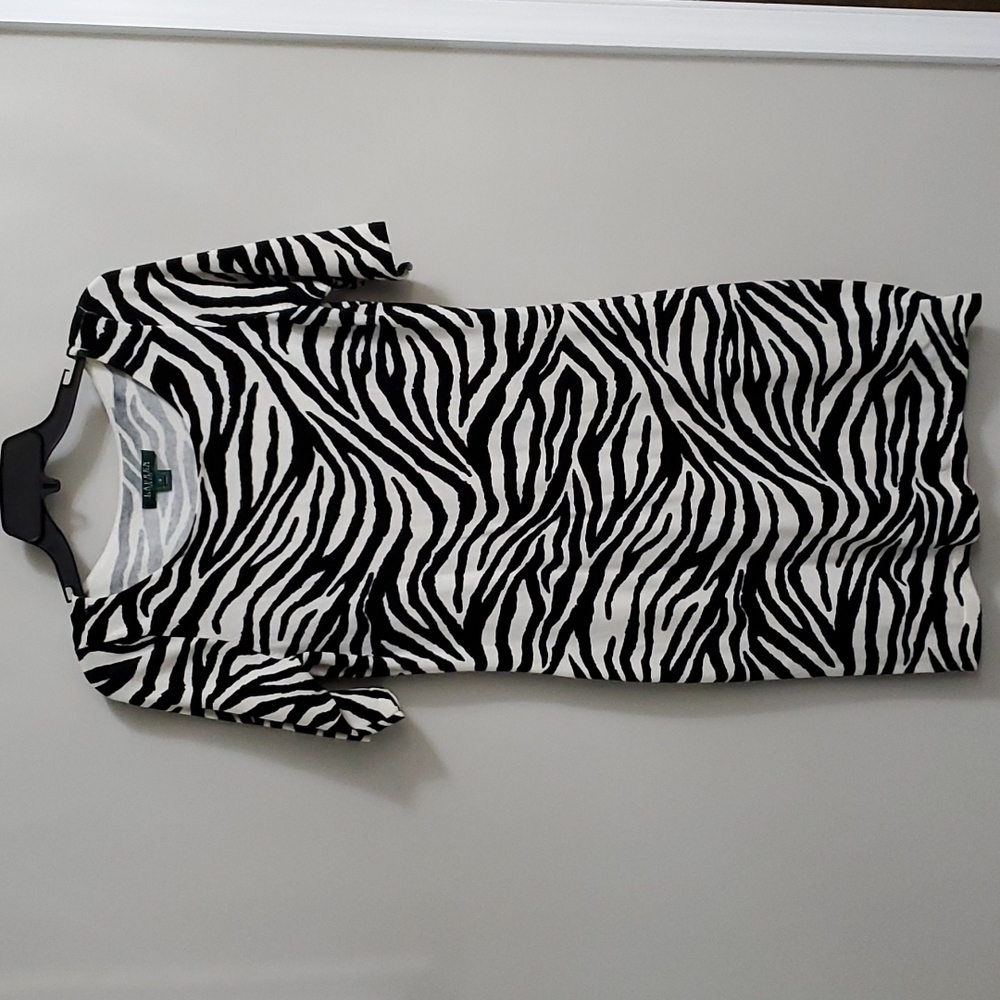 Lauren by Ralph Lauren Dress - Black and White Zebra Print - Size M